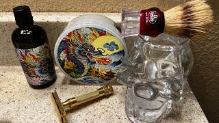 HC&C’s New “Qinglong” (Azure Dragon) soap & Aftershave, Merkur 34G, Omega Boar & MyBlade.