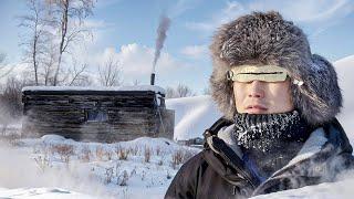 Hiding in an Abandoned Hunting Cabin at -45°F/-43°C in Siberia