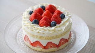 Strawberry Cake. White Chocolate Whipped Cream