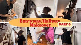 PART 6: ENTRYWAY/HALLWAY MAKEOVER | PAINTING BASEBOARDS AND WOODWORK ON STEPS & TRIM PAINTING | SMTV