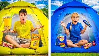 Challenge colored tents for 24 hours Yellow VS Blue