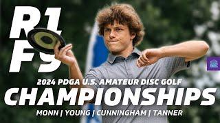 2024 PDGA U.S. Amateur Disc Golf Championship | R1F9 | Monn, Young, Cunningham, Tanner