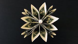 Money Flower  Easy Dollar Bill Origami Flower Tutorial - How to make Paper Flower - DIY Crafts