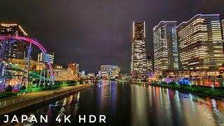 4K HDR Japan - Yokohama, Beautiful Minatomirai Evening Walk - Slow TV  横浜、みなとみらい散歩