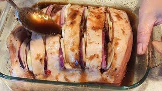 GARLICKY PORK LOIN ROAST ll WITH GINGER &HONEY