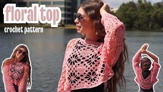 Floral Flower top/sweater | Crochet Tutorial stitch