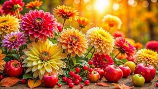 Peaceful Autumn Flower Garden Full of Colors  Music Therapy to Calm the Nervous System