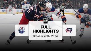 Oilers at Blue Jackets | October 28, 2024 | NHL Full Game Highlights