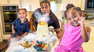 Creating a Mashed Potato Dinosaur Volcano for My Twins! Fun & Tasty Food Adventure