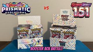 PRISMATIC EVOLUTIONS BOOSTER BOX vs POKEMON 151 BOOSTER BOX Pokemon Card Opening Battle! + GIVEAWAY!