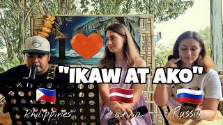 Pretty Russian and European Girls singing Tagalog song "Ikaw at ako" together with Filipino Guy