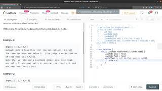 Finding the middle node of a singly linked list || LeetCode 876