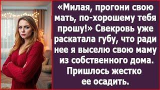 Милая, прогони свою мать, по хорошему тебя прошу! Свекровь много хотела, но ничего не получила