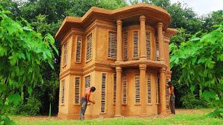 Building the Most Creative 2-Story Mud Villa House with Wood, Bamboo, Mud and Straw [part 2]