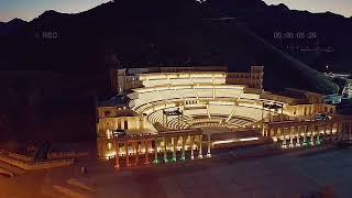 Khorfakkan Waterfall and Amphitheater ||  Drone Footage at Night