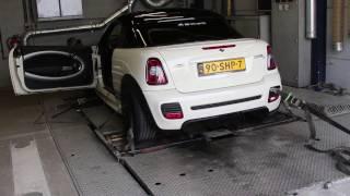 R58 Mini coupé JCW with Akrapovic evolution exhaust dyno test