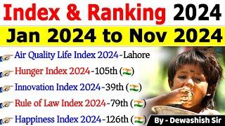 INDEX 2024 Current Affairs | Important INDEX 2024 | Indexes & Rankings 2024 | Current Affairs 2024