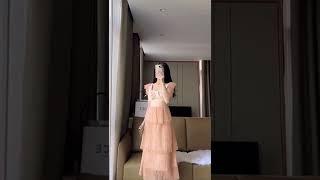 ￼Váy Tiểu Thư Dập Ly 3 Tầng Chất Liệu Tafta Cao Cấp, Thiết Kế Cổ Vuông Phối Ren Sang Chảnh VIP20