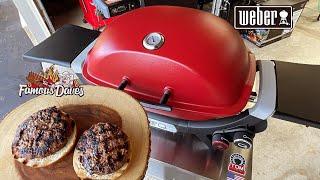 Weber Q 2800N+ Gas Grill! / 1/2 Pound Seared Sirloin Burgers on a Bagel!