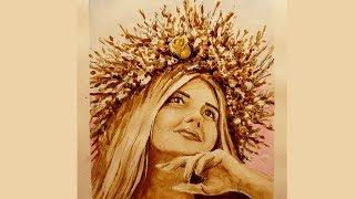 Рисование кофе, девушка в венке - Coffee Painting - Andrew Pugach