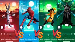 ALL Tiles Hop - Bugs Bunny vs Spiderman vs Cat in Boots vs Batman - Tiles Hop EDM