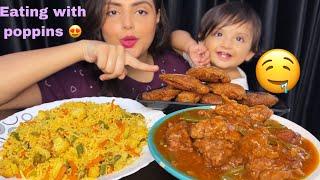 Mukbang Eating Veg Fried Rice, Chilli Chicken , Pakode | Eating Show | Big Bites