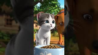 Kind Dog Shares Food with a Hungry Kitten   Heartwarming 3D Animation