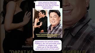 When asked by Ogie Diaz what he expects if Gerald proposes to Julia, Dennis Padilla #viralvideo