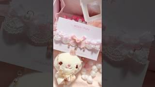 moka puff haul  #shorts #fashion #jewellery lace ribbon pink bow choker bunny plush plushie