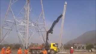Кран Hiab 855: монтаж опоры для воздушных ЛЭП