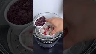 干净饮食以锅蒸，番茄虾滑/黄瓜肉片/紫米饭 #家庭菜 #美食
