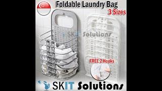 【SKIT Solutions】Foldable Laundry Basket Hanging Storage Bag Home Bathroom Dirty Clothes Organizer