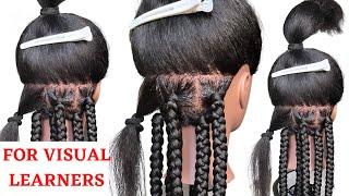 How To : BOX BRAIDS FOR BEGINNERS / RUBBER BAND METHOD / Protective Style / Tupo1