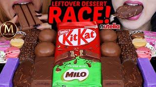 ASMR LEFTOVER DESSERT RACE! BIG MILO KITKAT, PURPLE ICE CREAM BARS, MAGNUM ICE CREAM, MARSHMALLOW 먹방