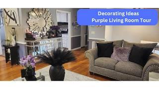 Purple Living Room Tour   Decorating Ideas Using Purple Black