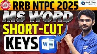 RRB NTPC 2025 | MS Word Short Cut Keys|Most Expected Questions | NTPC Computer Question| Pravin sir