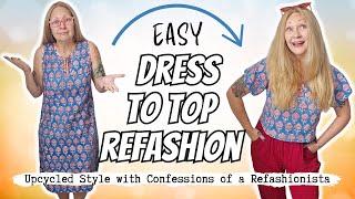 Easy DIY: Transform a Frumpy Thrifted House Dress into a Cute Top with Sleeves!