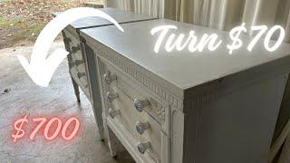 Turning $70 into $700 Vintage nightstand transformation