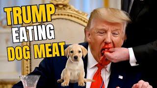 Donald Trump trying dog meat ,  incredible ai generated video