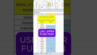 How to use upper function in excal #excel#upper