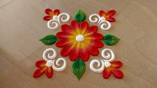 simple rangoli design|| Beginners rangoli design|| Rangoli by kalai