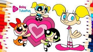 Coloring Powerpuff Girls Rowdyruff Boys Brick Boomer Butch Blossom Bubbles Dee Dee surprise eggs