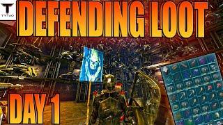 Defending Our Lava Cave For Huge Loot Day 1 on Ark Fjordur