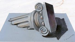 SINKING CIVILISATION - Drawing 3d Ionic Column - Anamorphic Illusion