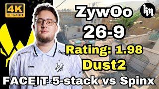 ZywOo (26-9) vs Spinx (Dust2) | FACEIT Ranked | Oct 24, 2024 #cs2 #pov