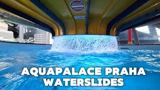 Waterslides in Water Park Aquapalace Praha Czech Republic Crazy POV 4k Aquapark videos