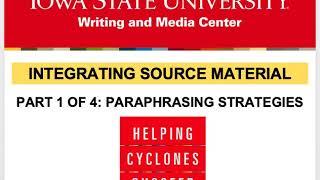 Integrating Source Material Part 1: Paraphrasing Strategies