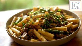 Spring Pasta with Mushrooms, Asparagus, Peas and Prosciutto