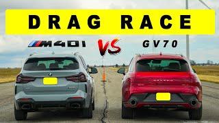 2022 BMW X3 M40 VS 2022 Genesis GV70 3.5T, walk of shame follows. Drag and Roll Race.