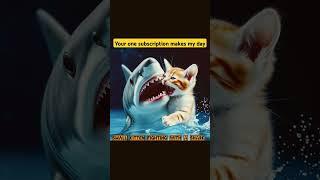 Daddy cat fights shark to save kitten | Dancing Shark | #cat #viral #new #hd #shorts #cute #shark